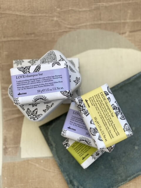 LOVE brand shampoo bars in stacks