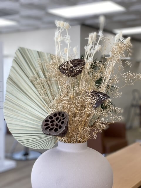 decorative dried flowers in a pot