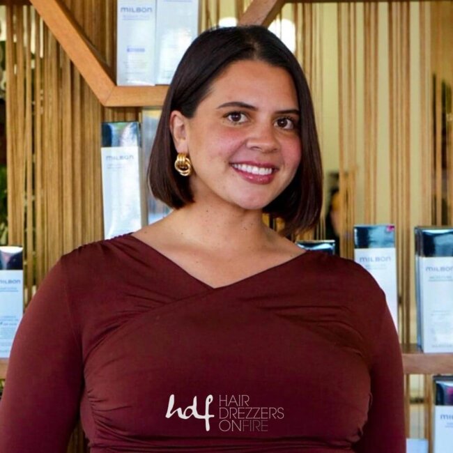 Jezica Salmeron, hair stylist at Hair Drezzers On Fire hair salon in San Diego